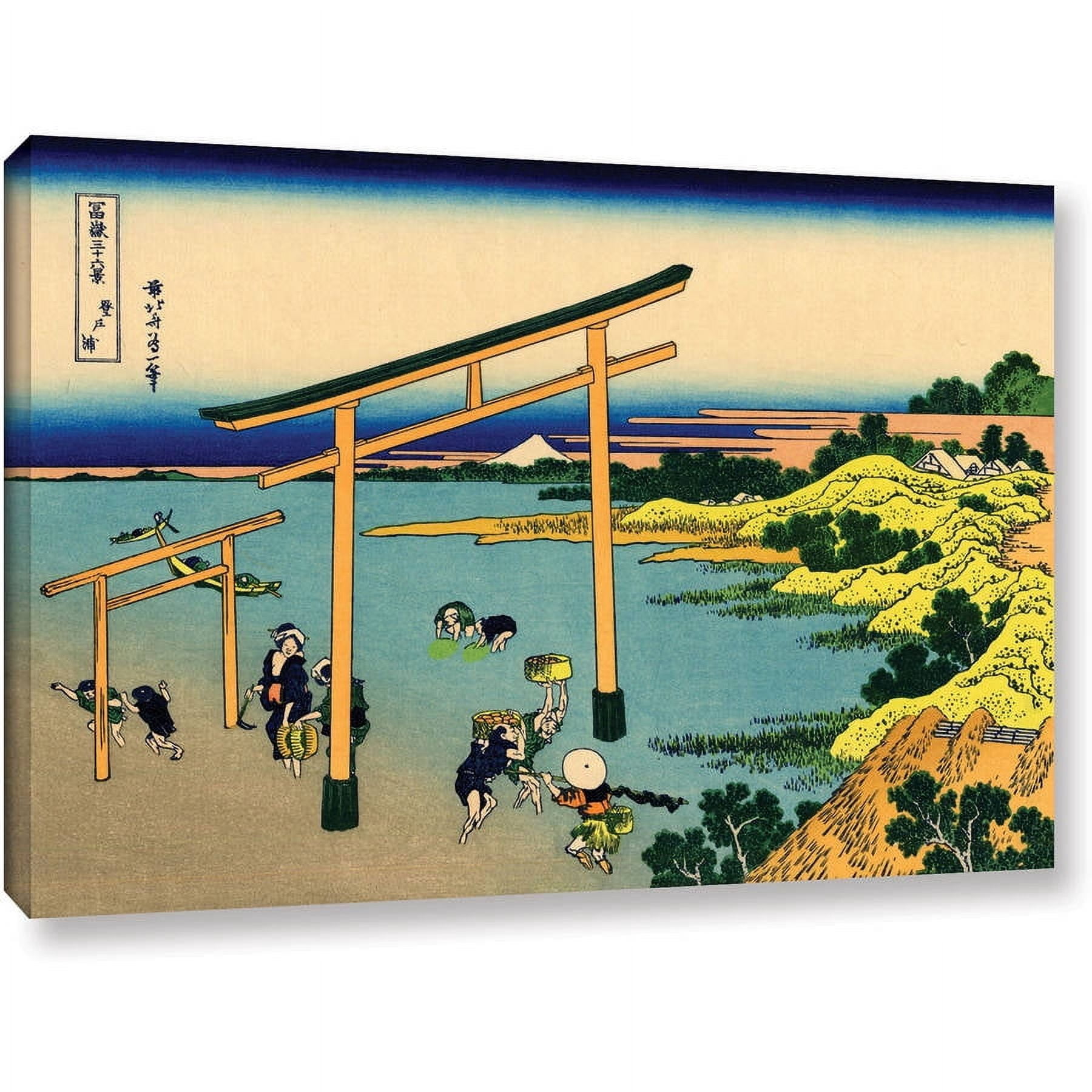 ArtWall Katsushika Hokusai "The Waterfall of Amida Behind the Kiso Road" Gallery-Wrapped Canvas