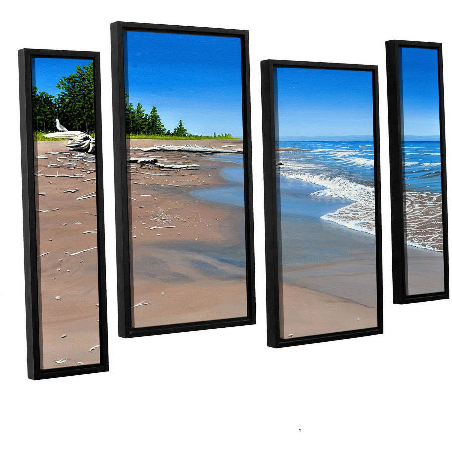 ArtWall Ken Kirsh "Driftwood Beach" 4-Piece Floater Framed Canvas Staggered Set