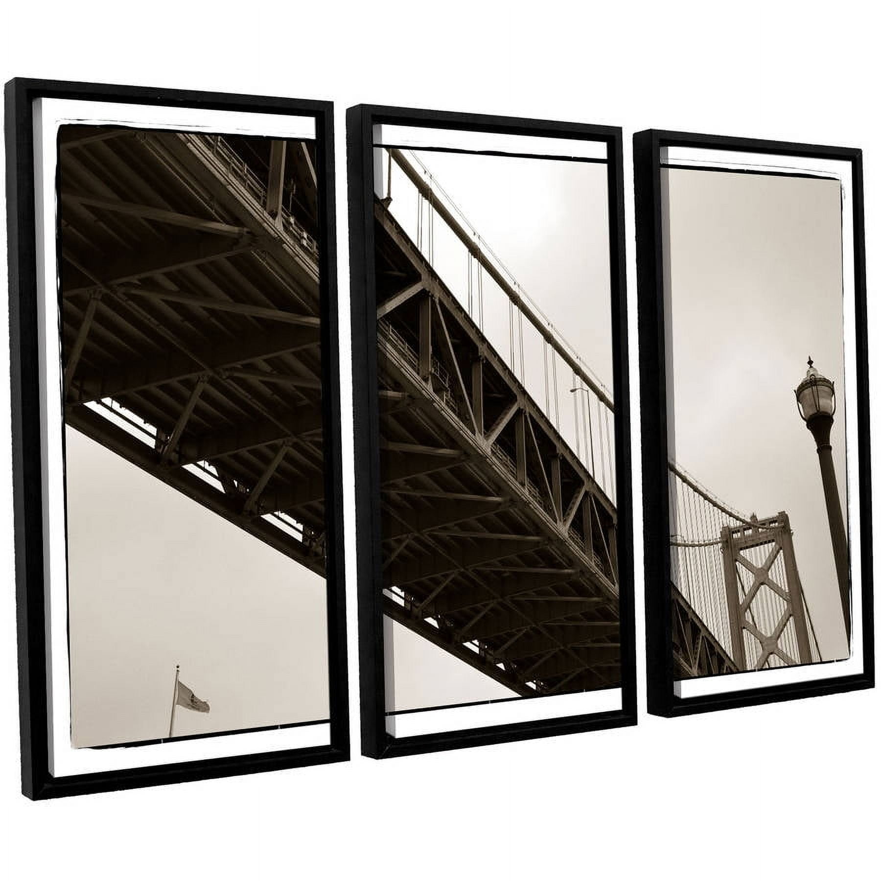 ArtWall Kevin Calkins "Bay Bridge and Lightpole" 3-Piece Floater Framed Canvas Set