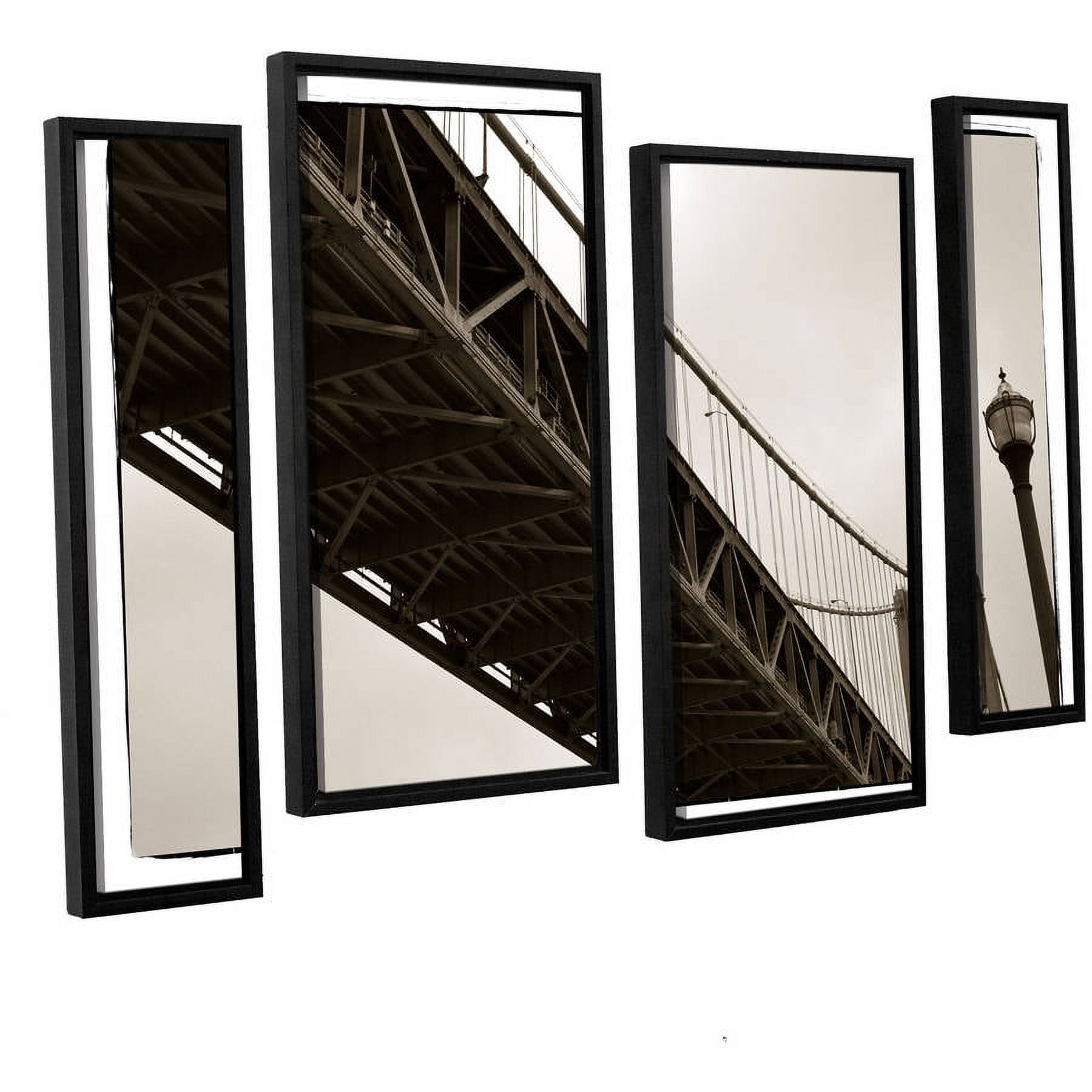 ArtWall Kevin Calkins "Bay Bridge and Lightpole" 4-Piece Floater Framed Canvas Staggered Set