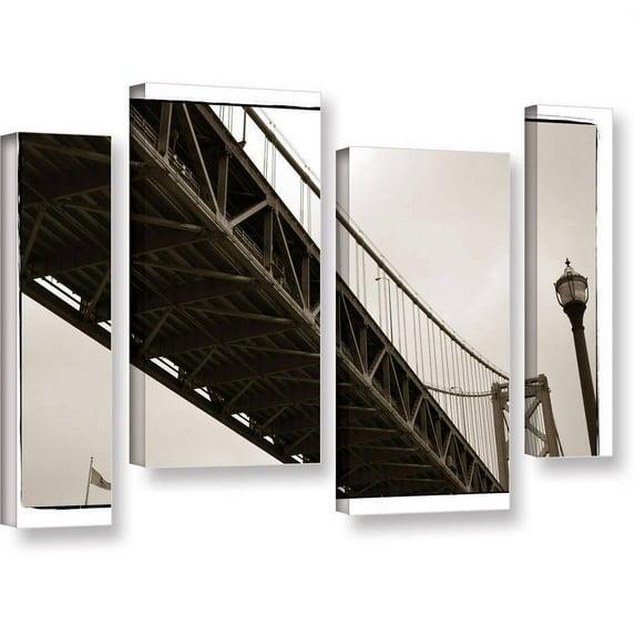 ArtWall Kevin Calkins "Bay Bridge and Lightpole" 4-Piece Gallery-Wrapped Canvas Staggered Set