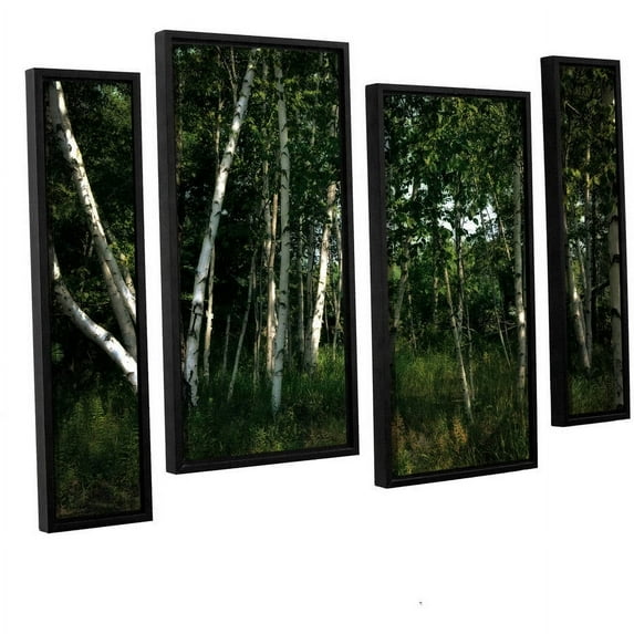 ArtWall Kevin Calkins "Birch Grove in Sunlight" 4-Piece Floater Framed Canvas Staggered Set