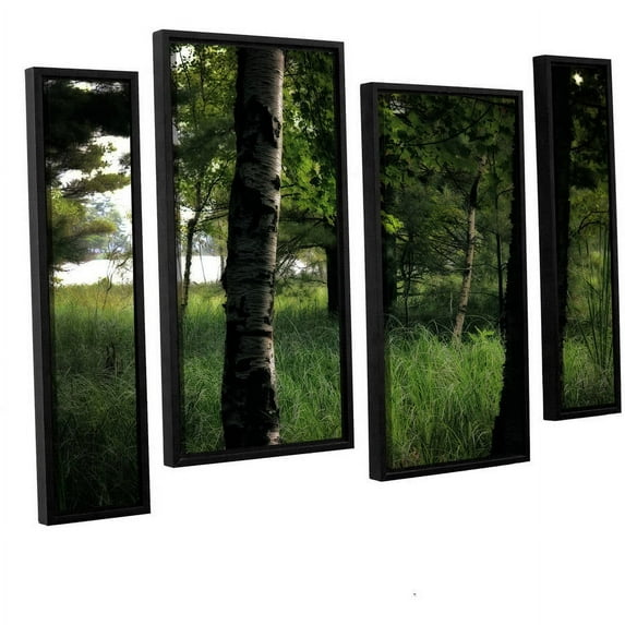ArtWall Kevin Calkins "Birch and Pines" 4-Piece Floater Framed Canvas Staggered Set