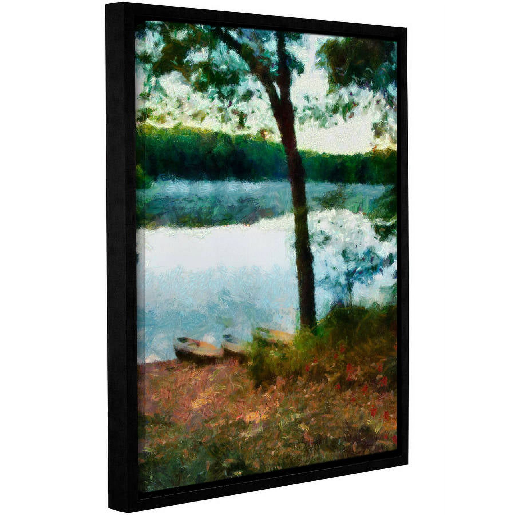 ArtWall Kevin Calkins "Canoes on the Beach" Gallery-Wrapped Floater-Framed Canvas