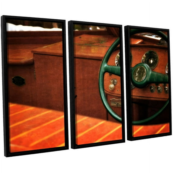 ArtWall Kevin Calkins "Chris Craft Interior" 3-Piece Floater Framed Canvas Set