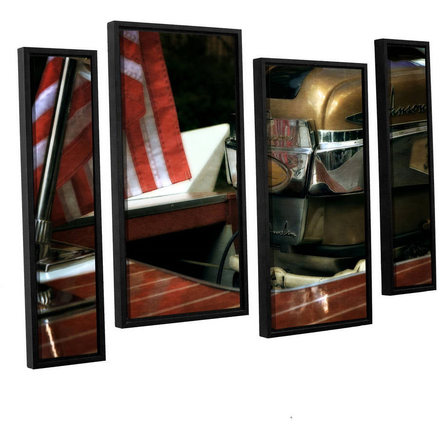ArtWall Kevin Calkins "Chris Craft and Old Glory" 4-Piece Floater Framed Canvas Staggered Set