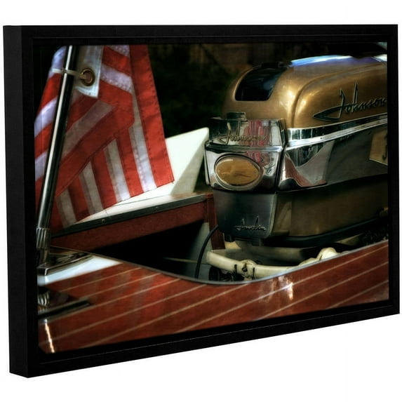 ArtWall Kevin Calkins "Chris Craft and Old Glory" Gallery-Wrapped Floater-Framed Canvas
