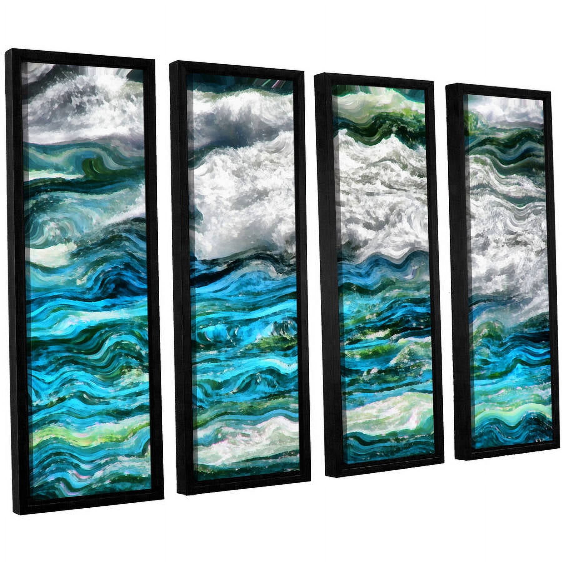 ArtWall Kevin Calkins "Cresting Waves 3.0" 4-Piece Floater Framed Canvas Set