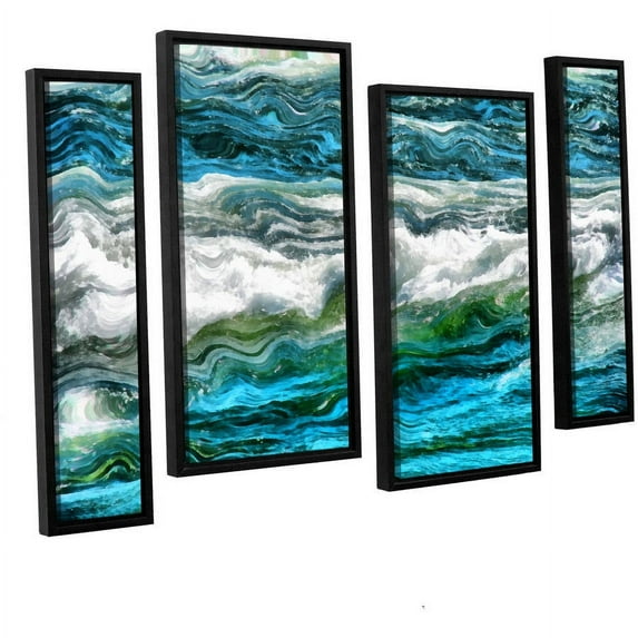 ArtWall Kevin Calkins "Cresting Waves 3.0" 4-Piece Floater Framed Canvas Staggered Set