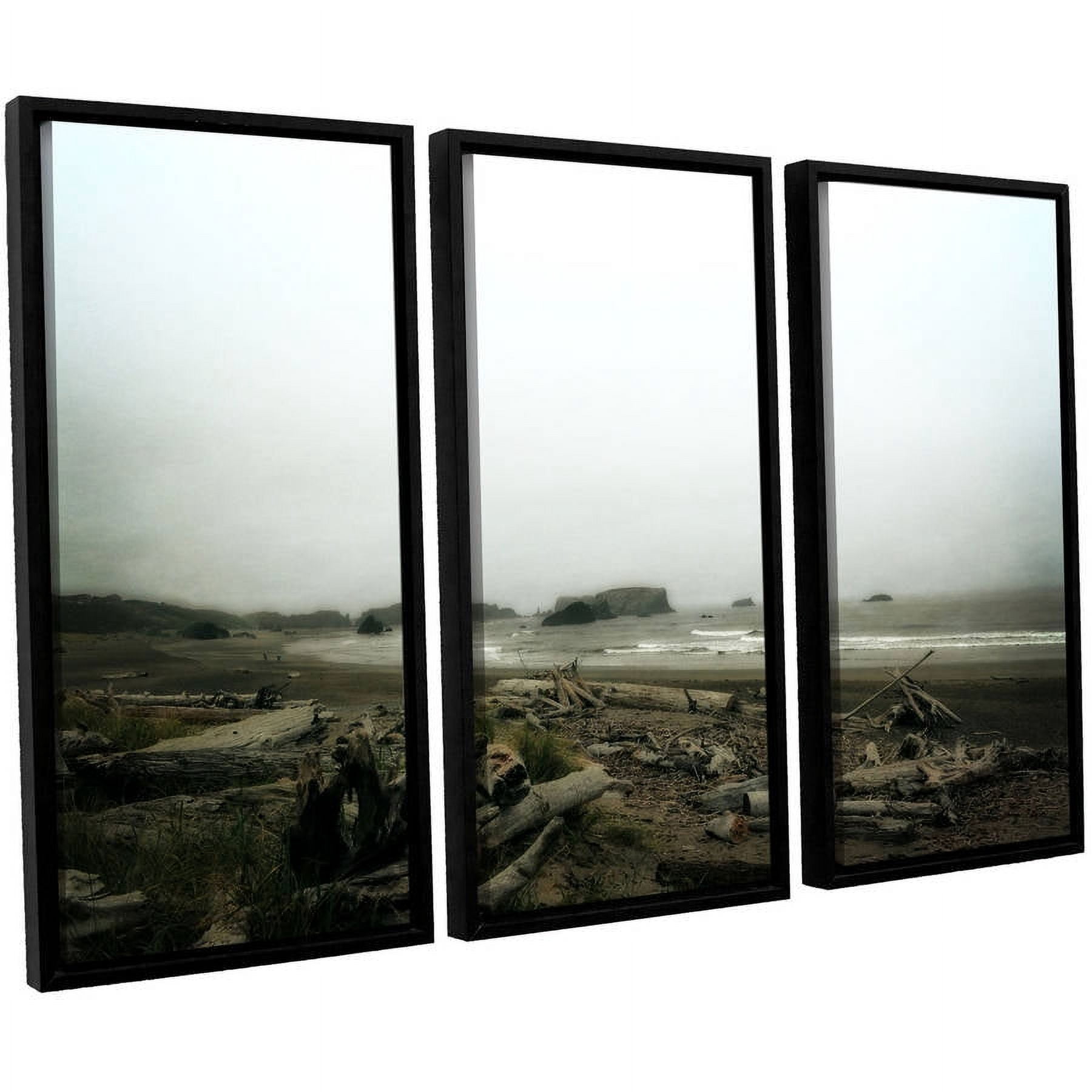 ArtWall Kevin Calkins "Driftwood and Seastacks" 3-Piece Floater Framed Canvas Set