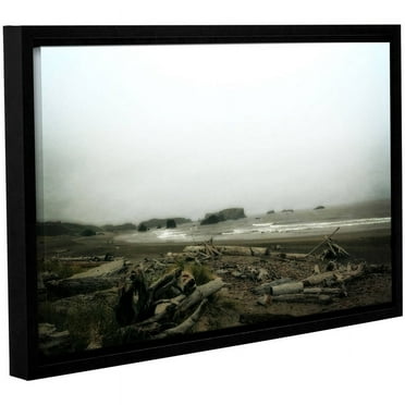 ArtWall Kevin Calkins "Driftwood and Seastacks" Gallery-Wrapped Floater-Framed Canvas