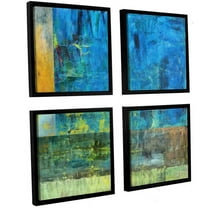ArtWall Kevin Calkins "Essence of Blue" 4-Piece Floater Framed Canvas Square Set