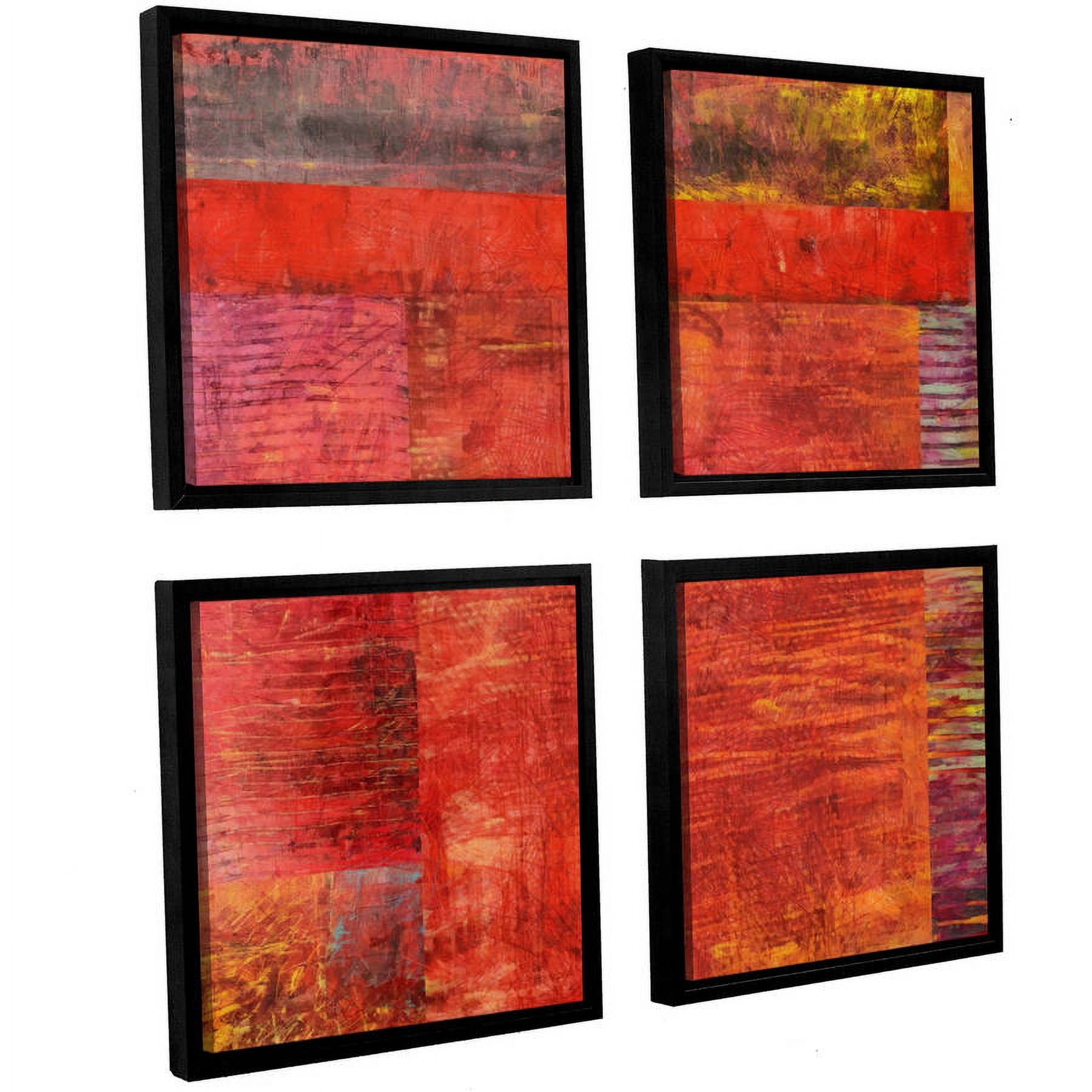 ArtWall Kevin Calkins "Essence of Red" 4-Piece Floater Framed Canvas Square Set