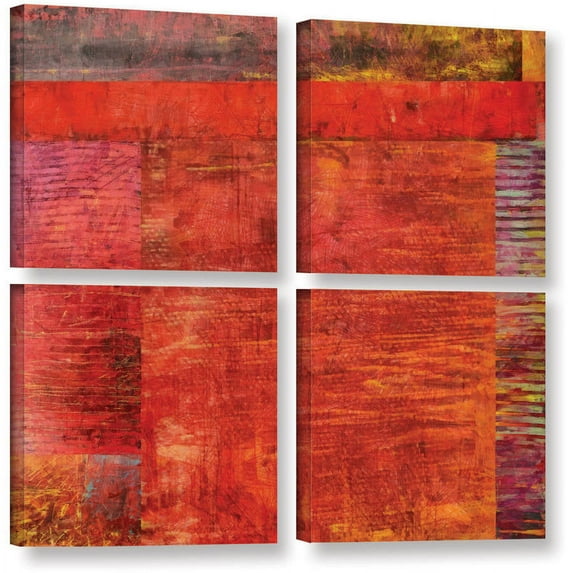 ArtWall Kevin Calkins "Essence of Red" 4-Piece Gallery-Wrapped Canvas Square Set