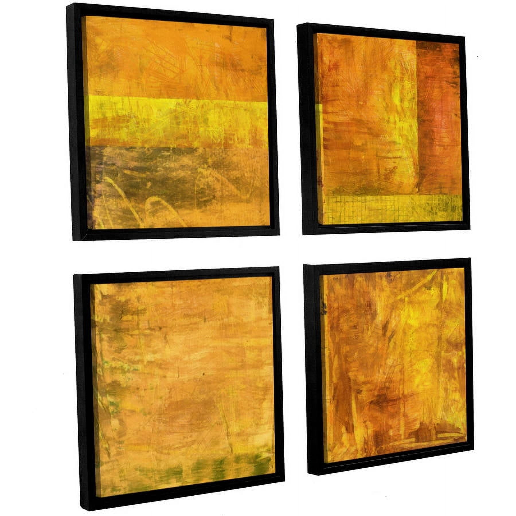 ArtWall Kevin Calkins "Essence of Yellow" 4-Piece Floater Framed Canvas Square Set