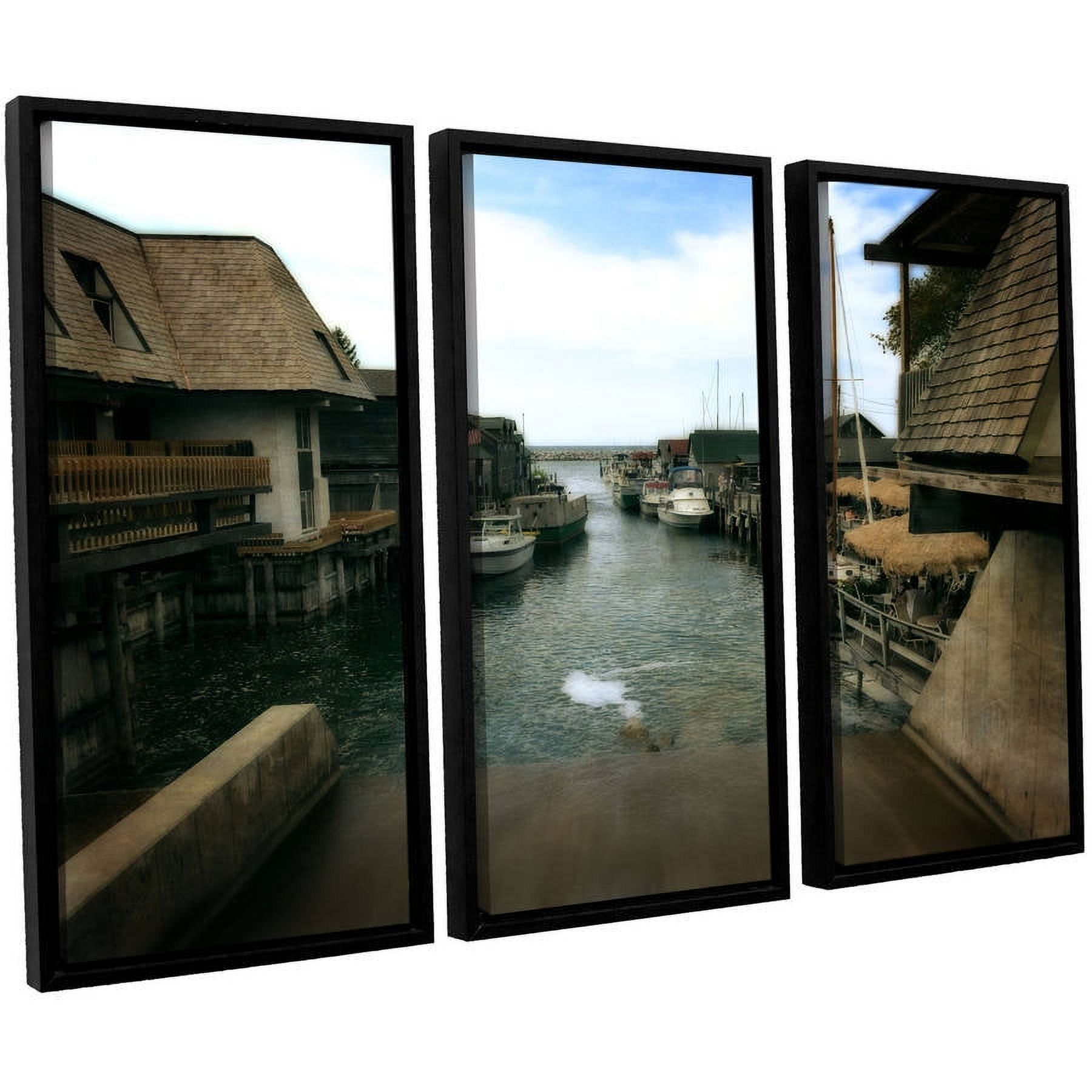 ArtWall Kevin Calkins "Fishtown" 3-Piece Floater Framed Canvas Set