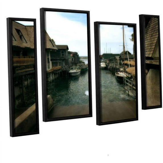 ArtWall Kevin Calkins "Fishtown" 4-Piece Floater Framed Canvas Staggered Set