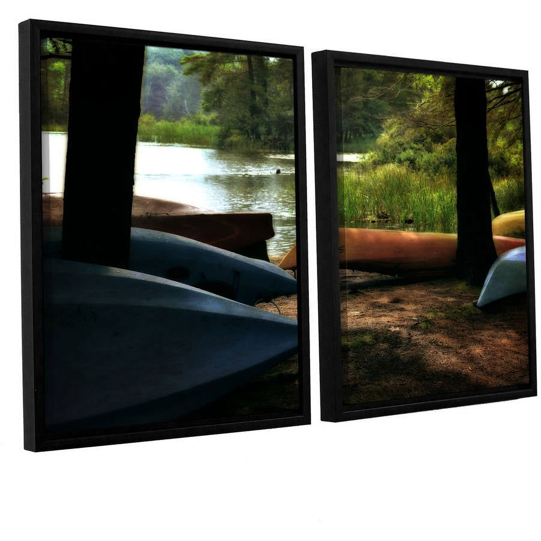 ArtWall Kevin Calkins "Kayaks at Rest" 2-Piece Floater Framed Canvas Set