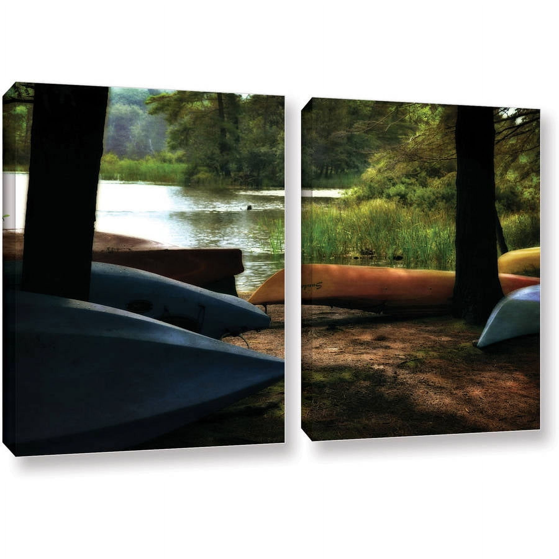 ArtWall Kevin Calkins "Kayaks at Rest" 2-Piece Gallery-Wrapped Canvas Set