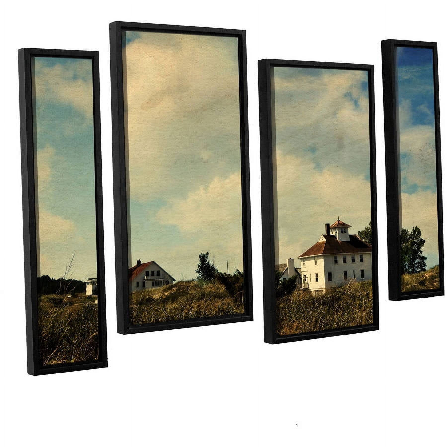 ArtWall Kevin Calkins "Lifesaving Station with Big Sky" 4-Piece Floater Framed Canvas Staggered Set