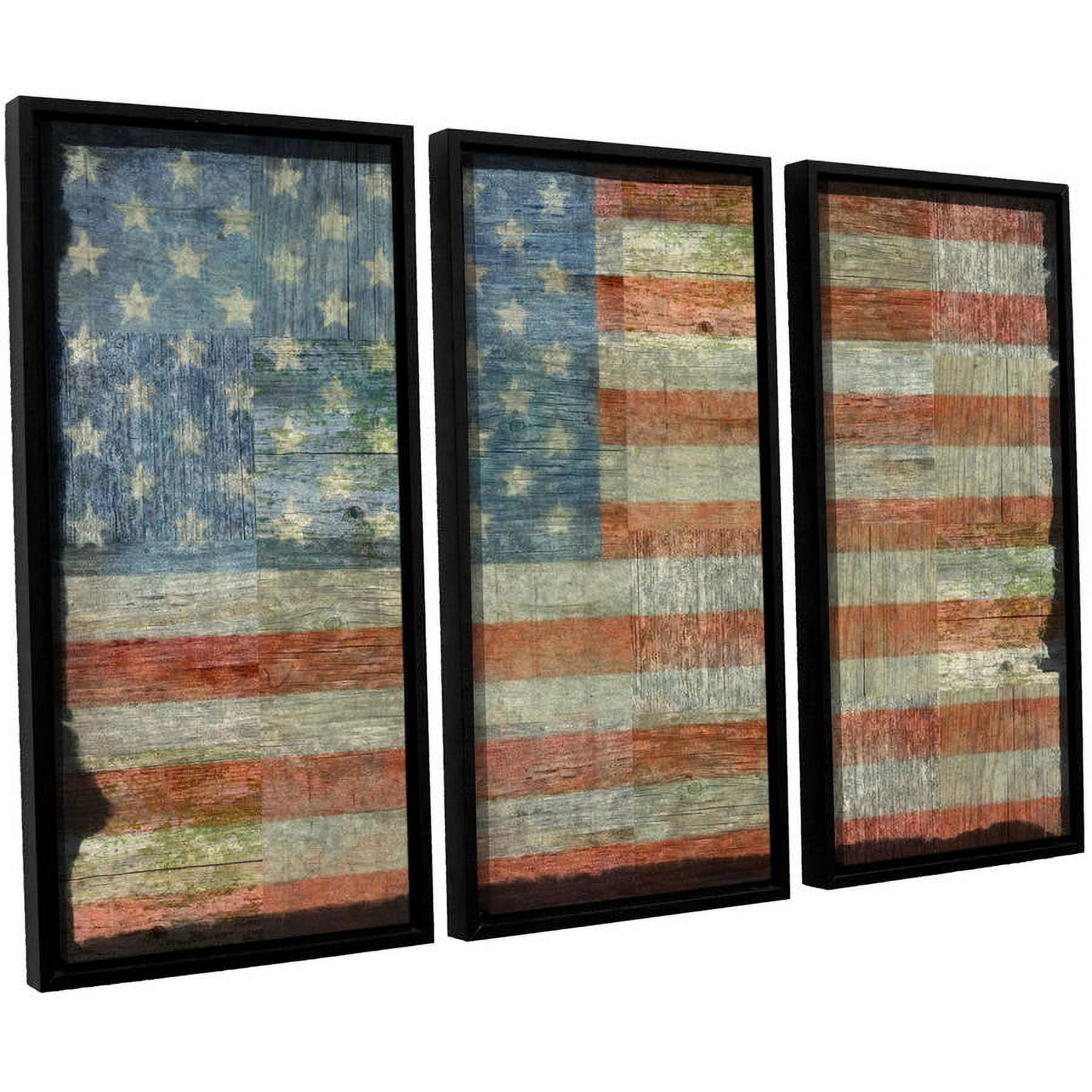 ArtWall Kevin Calkins "Old Glory" 3-Piece Floater Framed Canvas Set