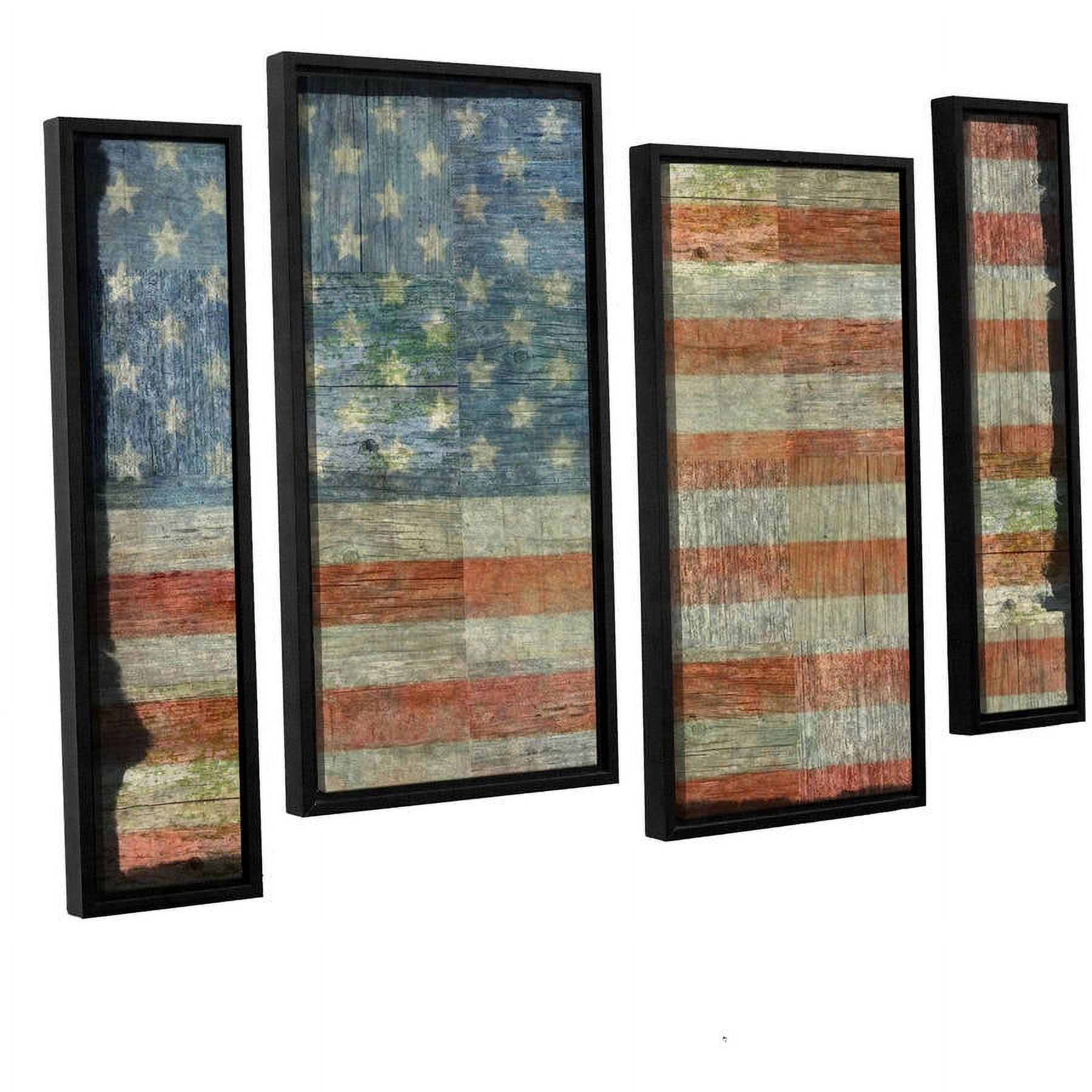 ArtWall Kevin Calkins "Old Glory" 4-Piece Floater Framed Canvas Staggered Set