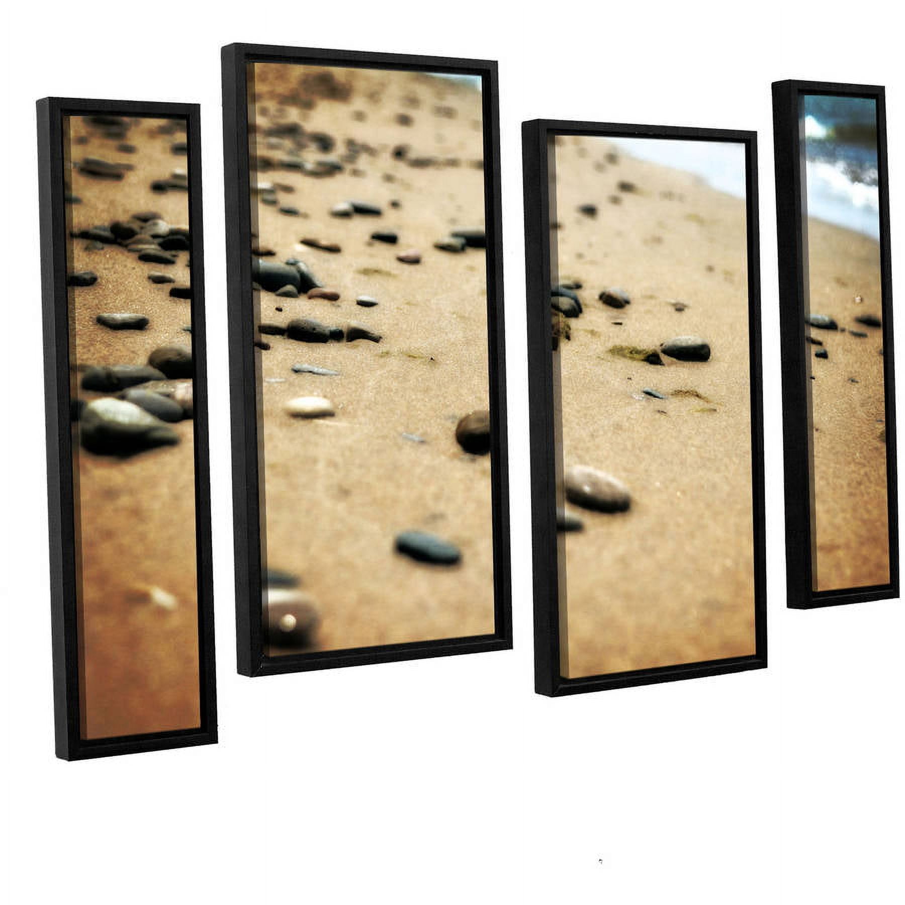 ArtWall Kevin Calkins "Pebbles and Waves" 4-Piece Floater Framed Canvas Staggered Set