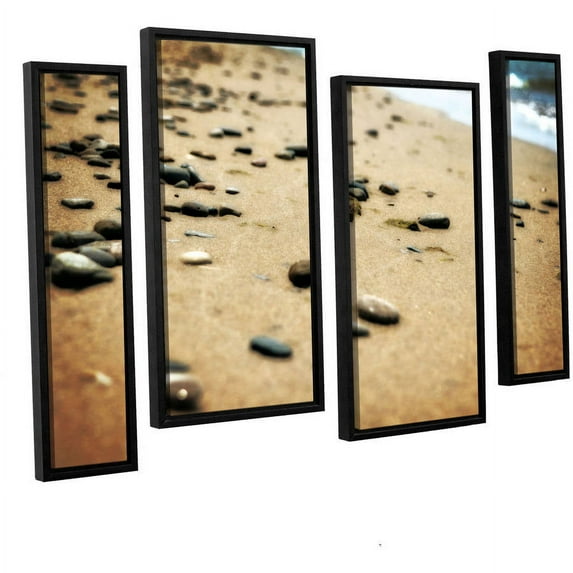 ArtWall Kevin Calkins "Pebbles and Waves" 4-Piece Floater Framed Canvas Staggered Set
