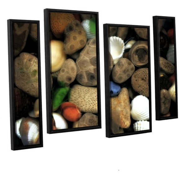 ArtWall Kevin Calkins "Petoskey Stone Collage III" 4-Piece Floater Framed Canvas Staggered Set