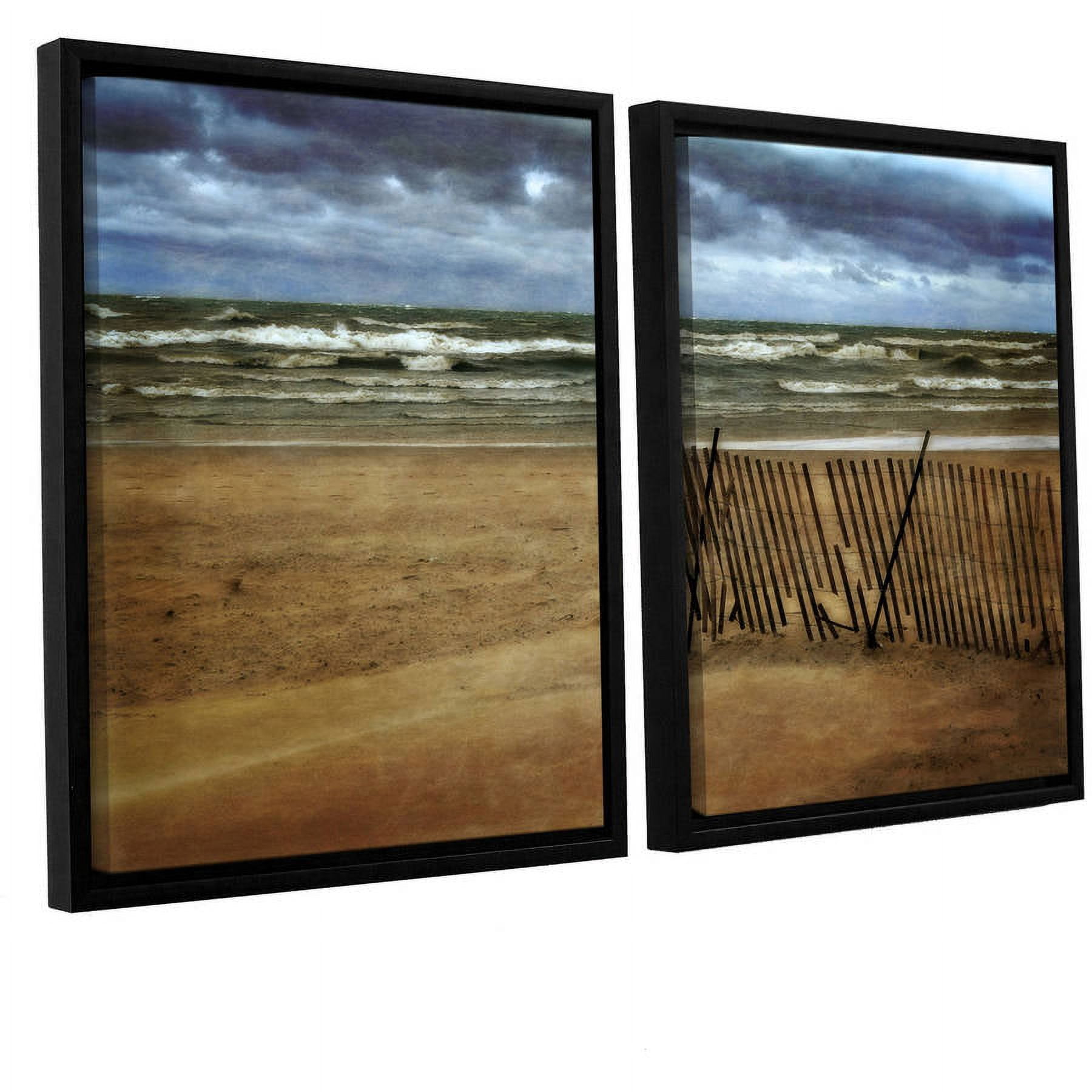 ArtWall Kevin Calkins "Snow Fence and Waves" 2-Piece Floater Framed Canvas Set