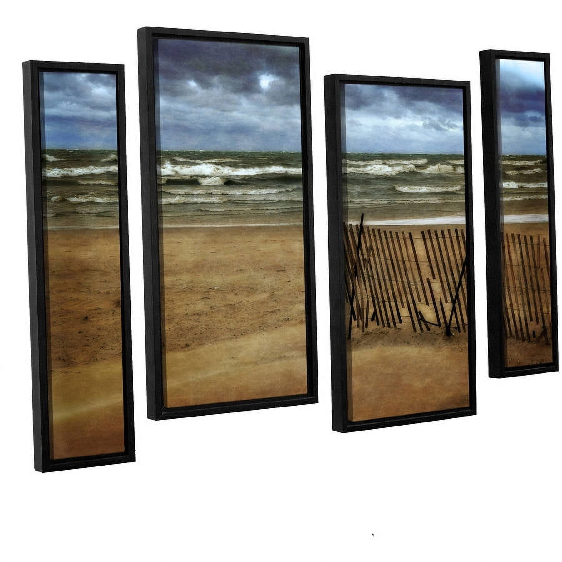 ArtWall Kevin Calkins "Snow Fence and Waves" 4-Piece Floater Framed Canvas Staggered Set