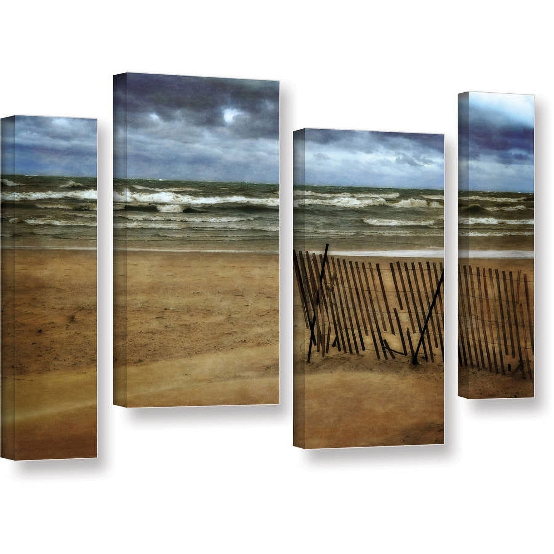 ArtWall Kevin Calkins "Snow Fence and Waves" 4-Piece Gallery-Wrapped Canvas Staggered Set