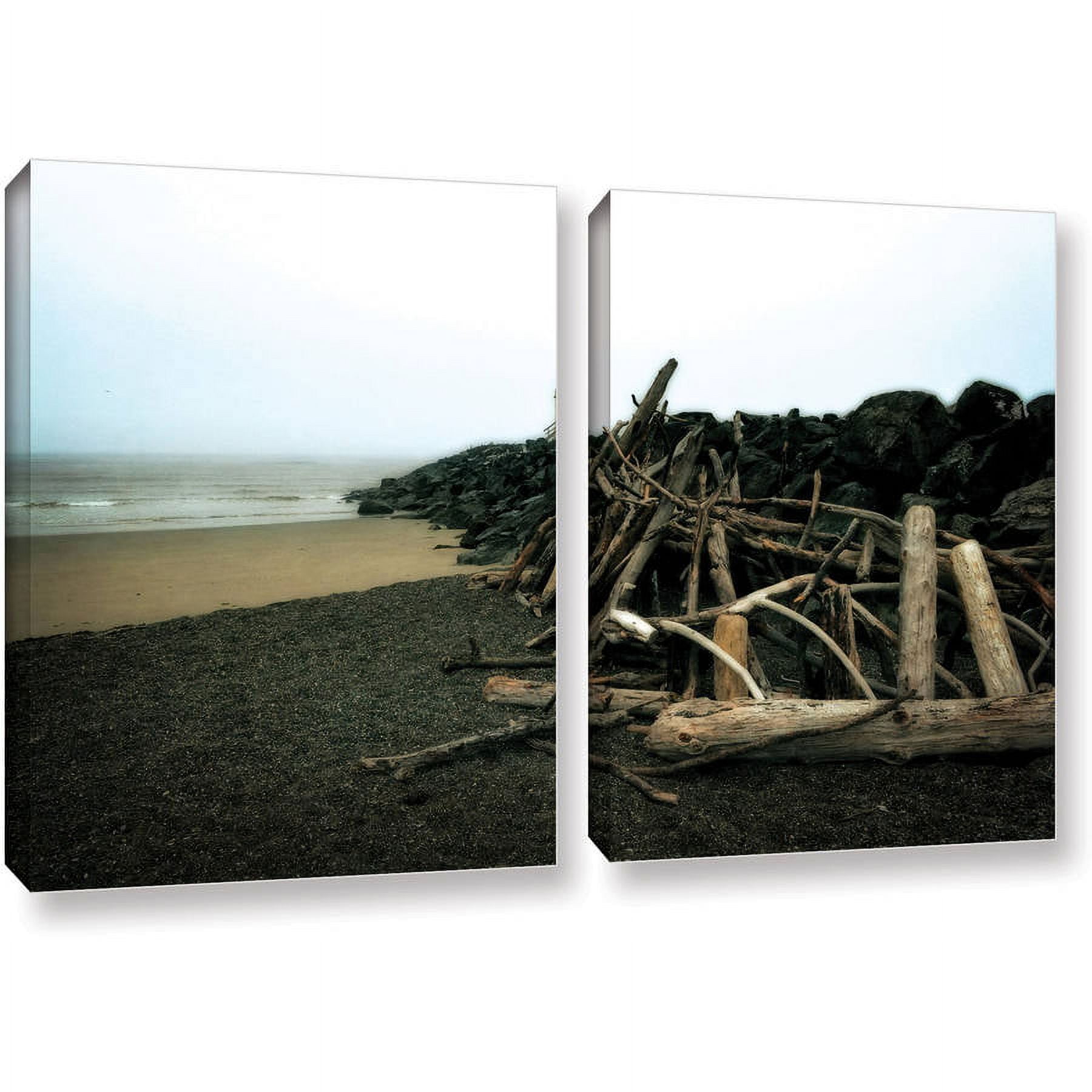 ArtWall Kevin Calkins "Soth Jetty and Driftwood" 2-Piece Gallery-Wrapped Canvas Set