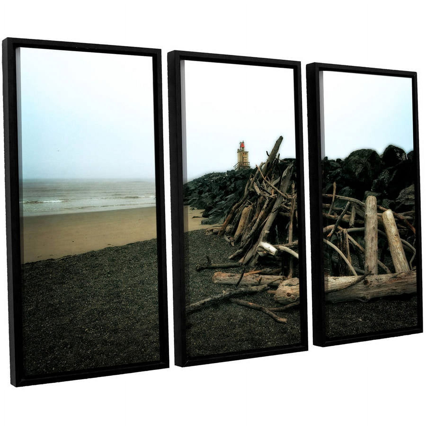 ArtWall Kevin Calkins "Soth Jetty and Driftwood" 3-Piece Floater Framed Canvas Set