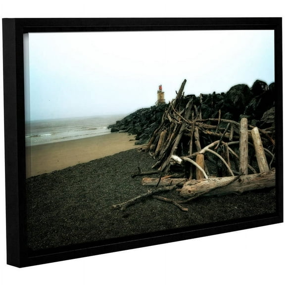 ArtWall Kevin Calkins "Soth Jetty and Driftwood" Gallery-Wrapped Floater-Framed Canvas