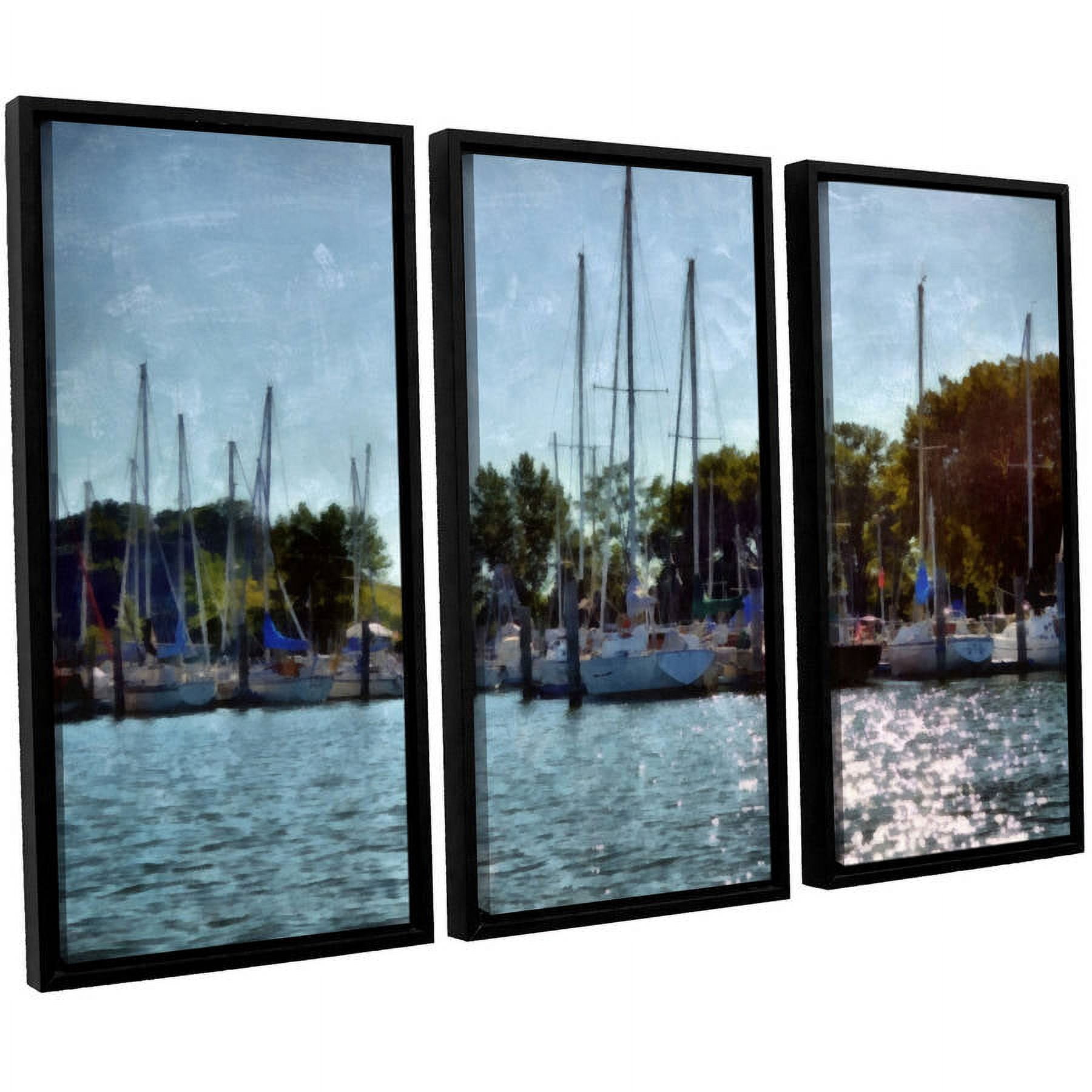 ArtWall Kevin Calkins "Summer Masts" 3-Piece Floater Framed Canvas Set