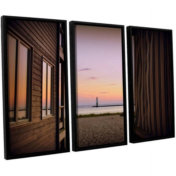 ArtWall Kevin Calkins "Sunset Over the Lake" 3-Piece Floater Framed Canvas Set