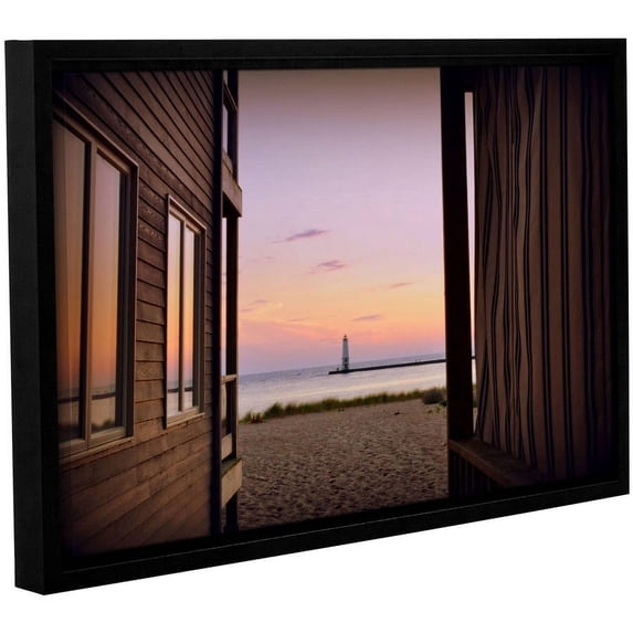 ArtWall Kevin Calkins "Sunset Over the Lake" Gallery-Wrapped Floater-Framed Canvas