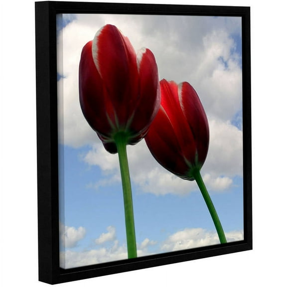 ArtWall Kevin Calkins "Two Red Tulips" Gallery-Wrapped Floater-Framed Canvas