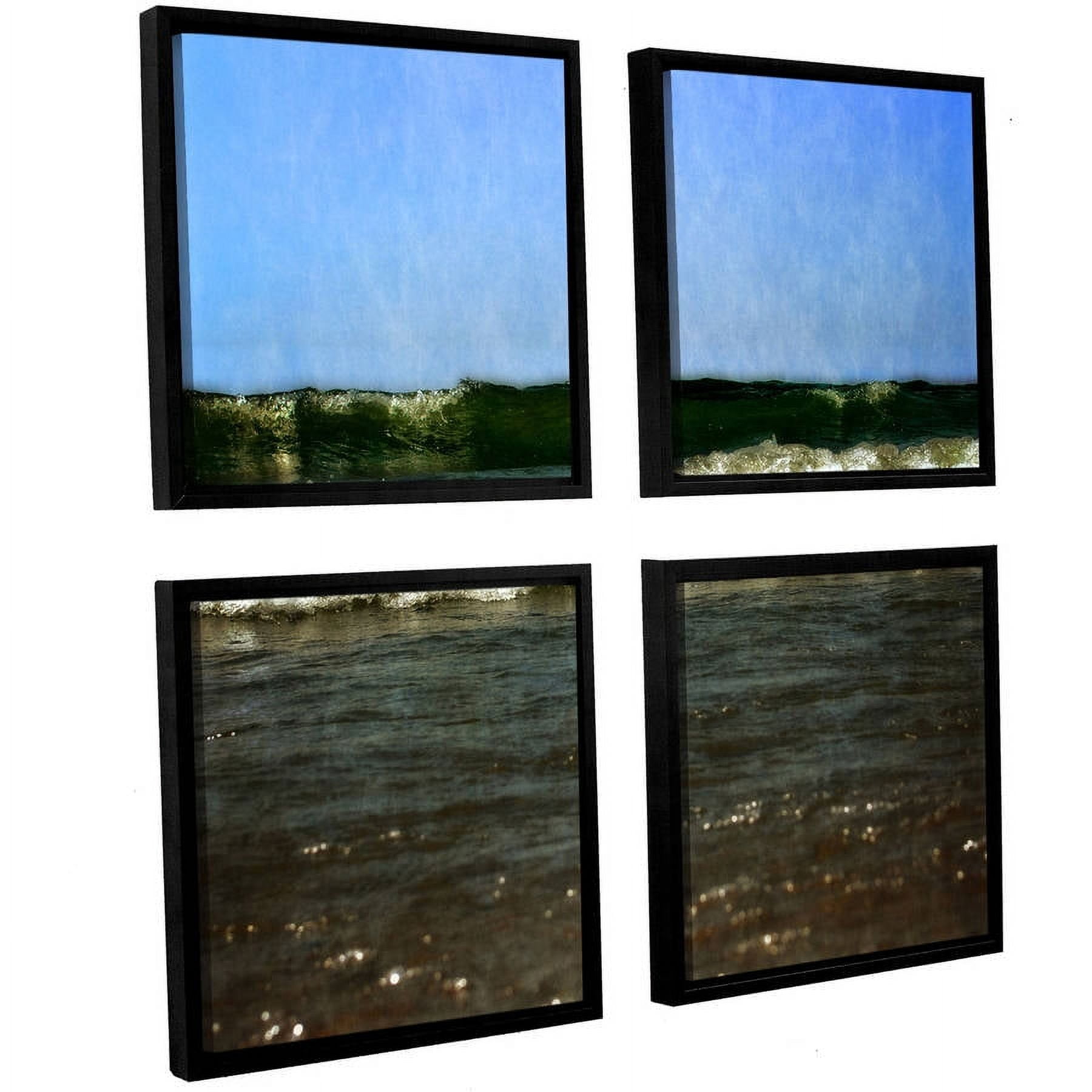ArtWall Kevin Calkins "Waves Crash" 4-Piece Floater Framed Canvas Square Set