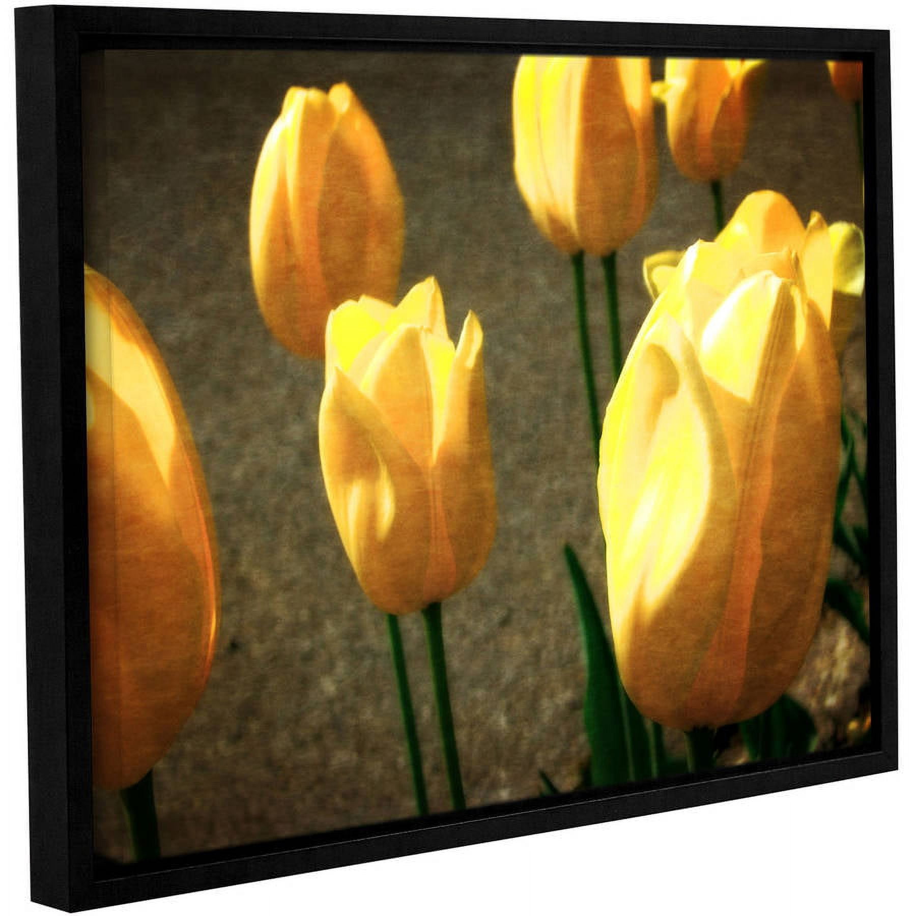 ArtWall Kevin Calkins "Yellow Tulips" Gallery-Wrapped Floater-Framed Canvas