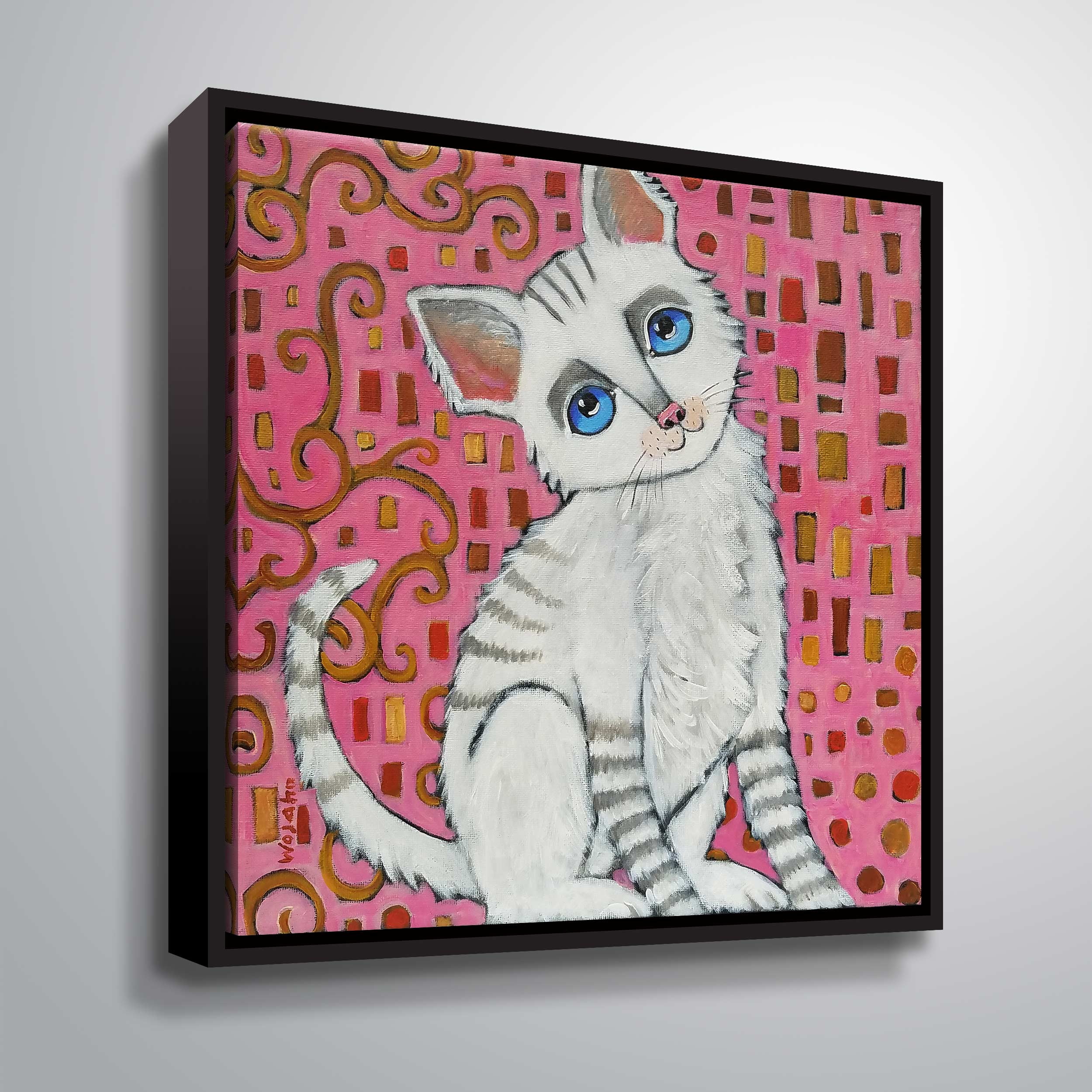 ArtWall Klimt Kitty, Gallery Wrapped Floater-framed Canvas by Holly Wojahn