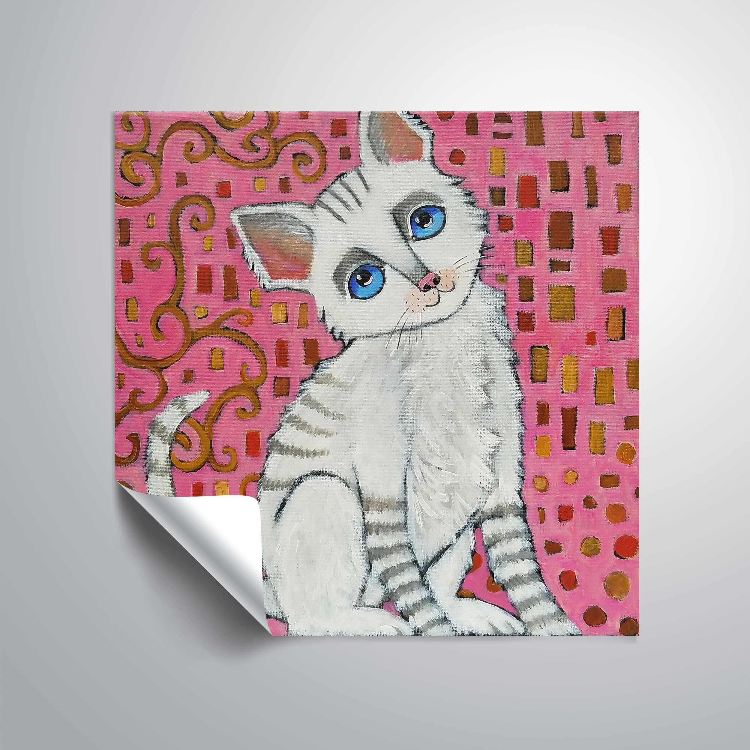 ArtWall Klimt Kitty, Removable Wall Art Mural by Holly Wojahn