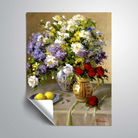 ArtWall Lilacs & Roses, Removable Wall Art Mural by Tim Benjamin