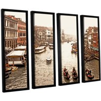 ArtWall Linda Parker "3 Gondolas — Venice" 4-Piece Floater-framed Canvas Set