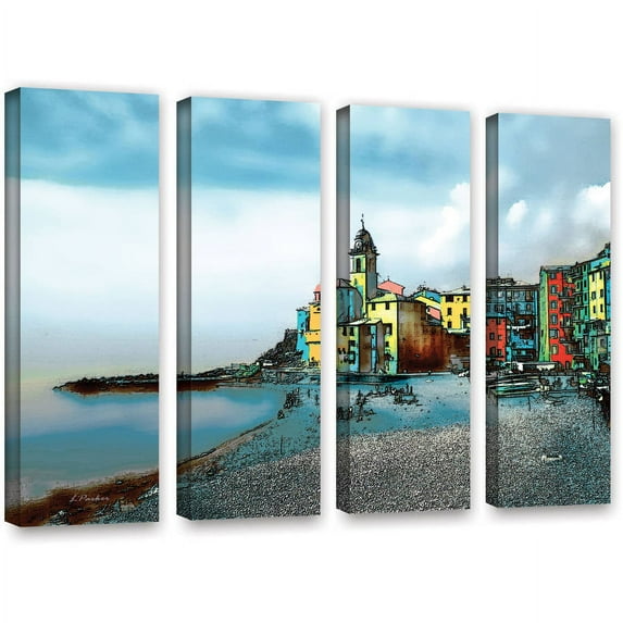 ArtWall Linda Parker "Camogli, Italy Beachside" 4-Piece Gallery-wrapped Canvas Set