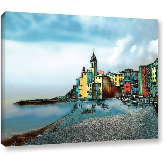 ArtWall Linda Parker ": Camogli , Italy Beachside - Signed " Gallery-Wrapped Canvas