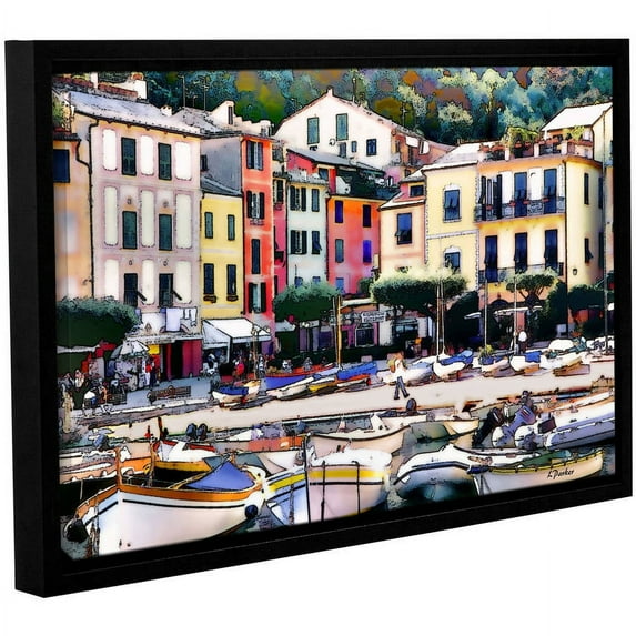 ArtWall Linda Parker "Italy: Sunny Portofino" Gallery-wrapped Floater-framed Canvas