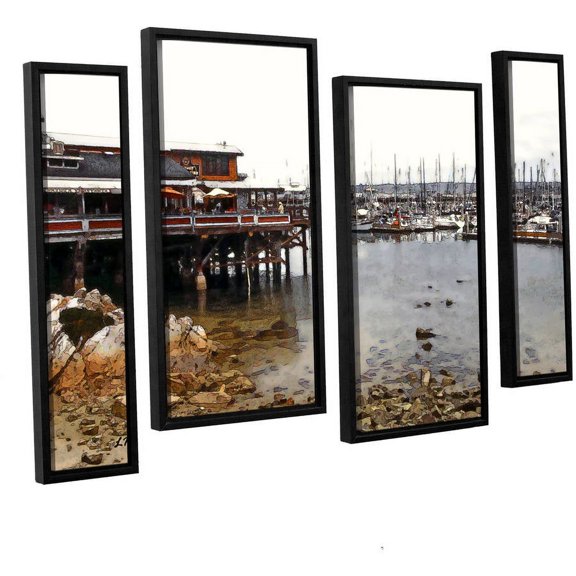 ArtWall Linda Parker "Old Fisherman's Wharf — California" 4-Piece Floater-framed Canvas Staggered Set