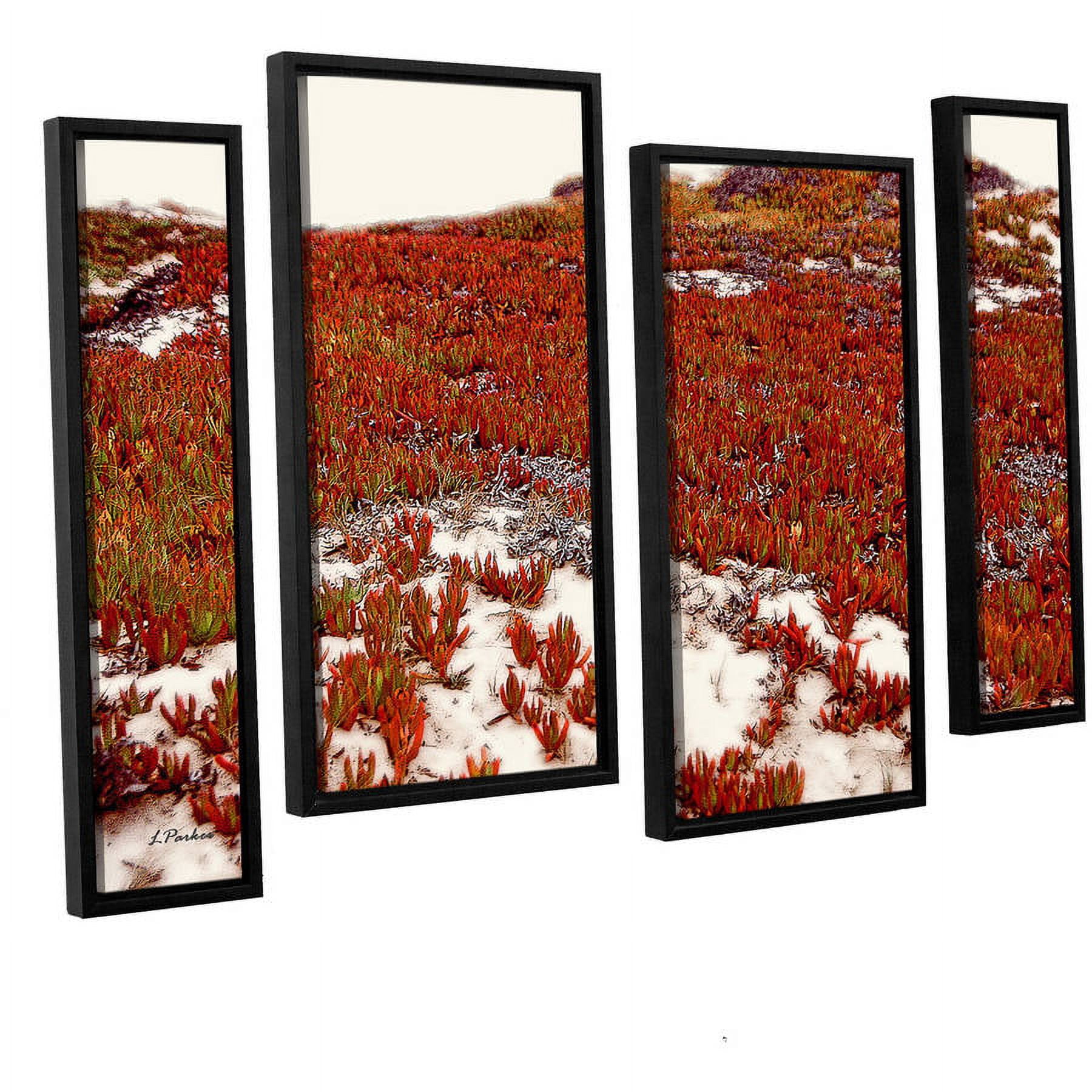 ArtWall Linda Parker "Red Ice On Beach I" 4-Piece Floater-framed Canvas Staggered Set